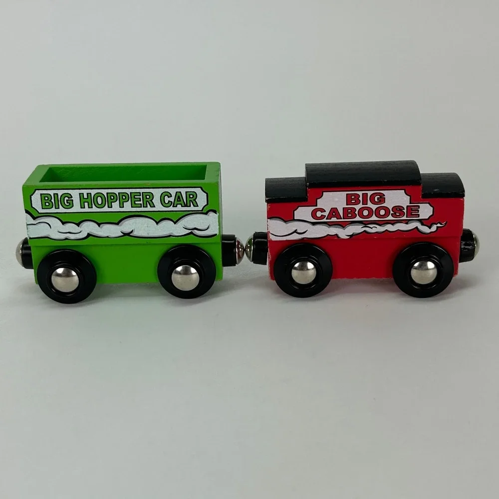 Maxim Enterprise Wooden Train Set The Big‎ Engine Coal Hopper Caboose 4pc
